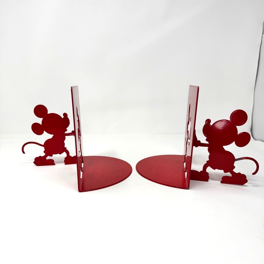 Disney Michael Graves Mickey Mouse Red Metal Bookends Möller Design Vintage